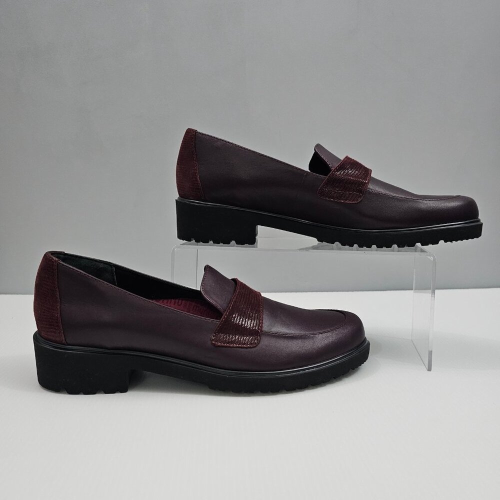 Munro Geena Comfort Loafer Womens 8.5 NARROW Burgundy Wine Leather Slip On NEW - Picture 3 of 14